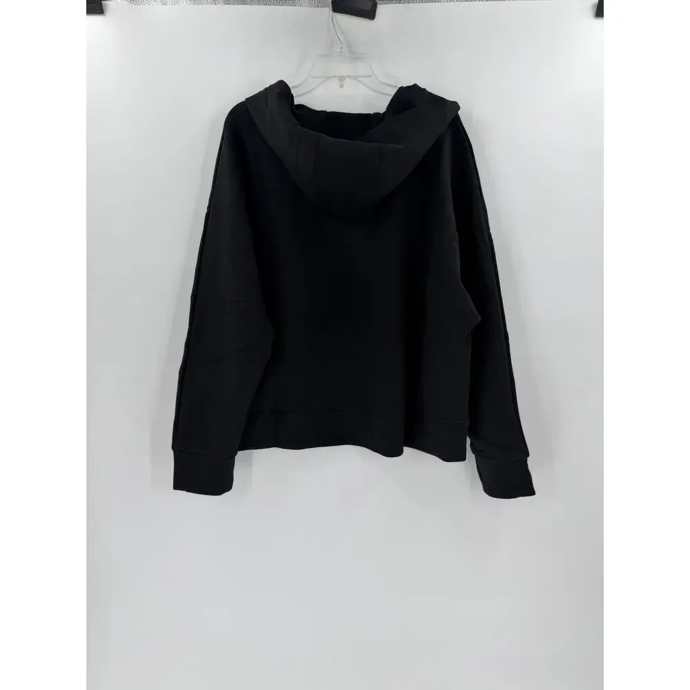 GapFit Scuba Half Zip Hoodie Womens L True Black NWT $89.95 Oversized Boxy